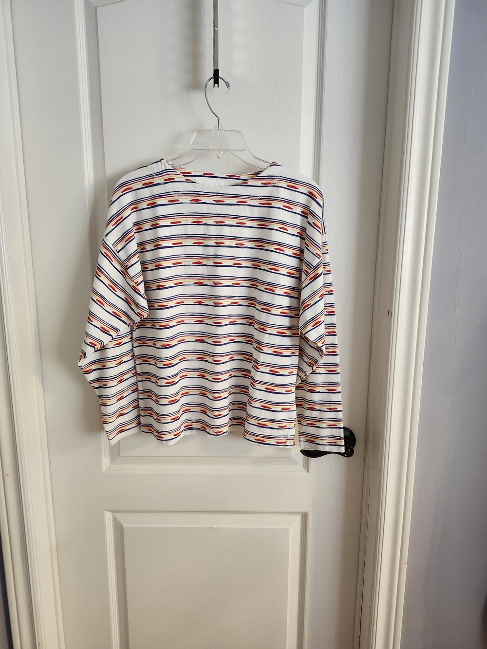 Hunt Club White Striped Tee with Red, Navy & Yellow Accents